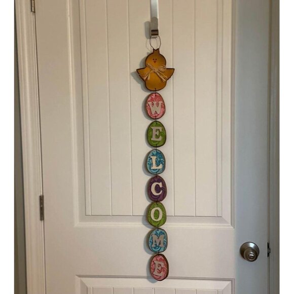Easter WELCOME Hanging Door Decoration With Chick and Easter Eggs Spring Decor - Picture 13 of 16